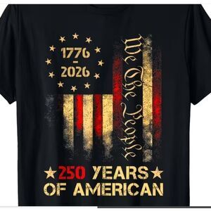 Black Unisex USA 1776-2026 Tshirt 250 Year American Anniversary Patriotic Tee